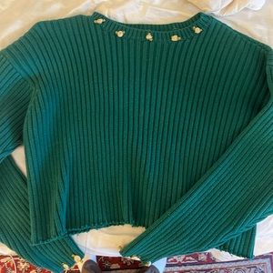 Vintage gap cropped sweater with flower lining🍏🎾⚜️!!